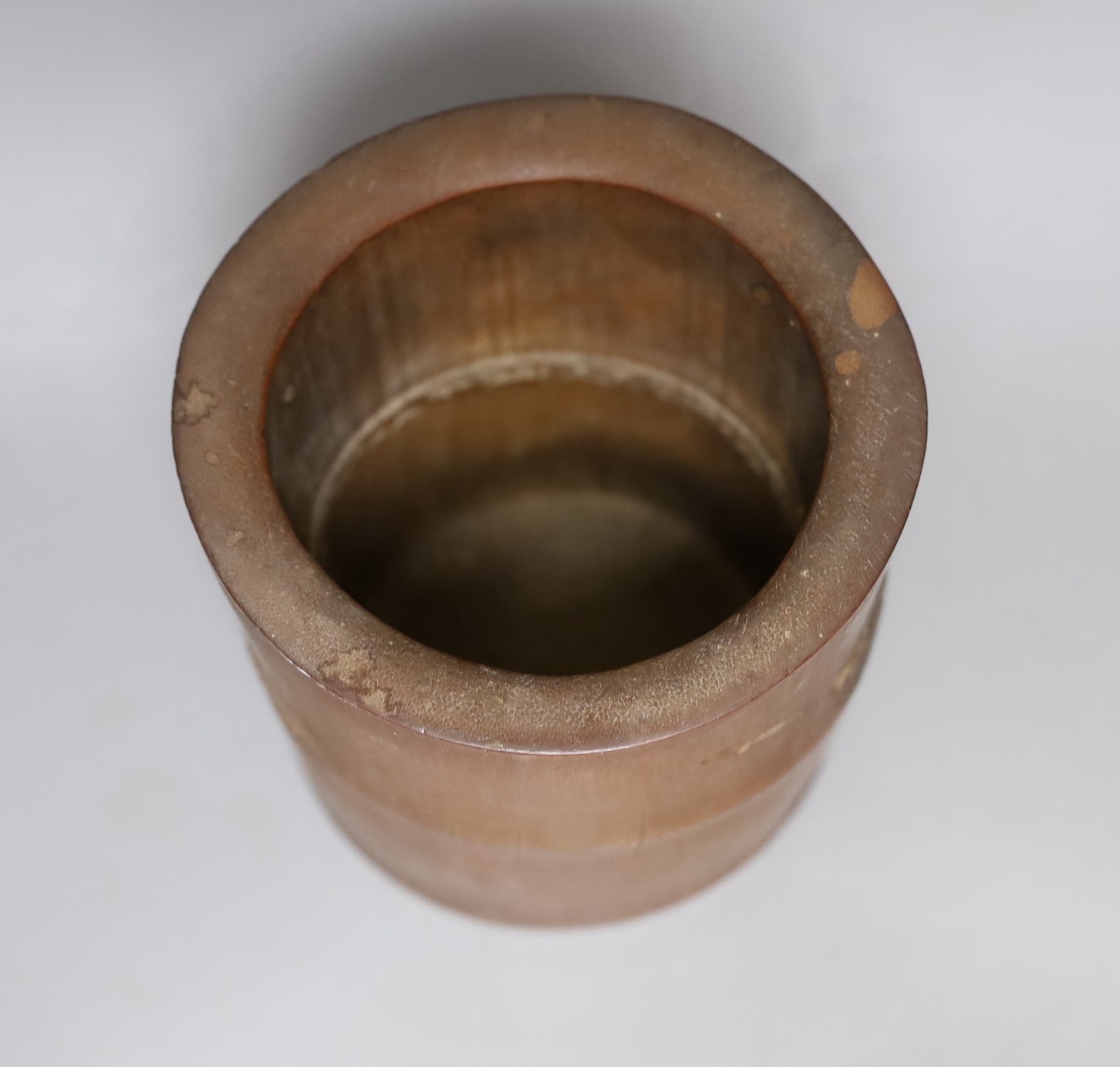 A Chinese bamboo brushpot, 17 cms high